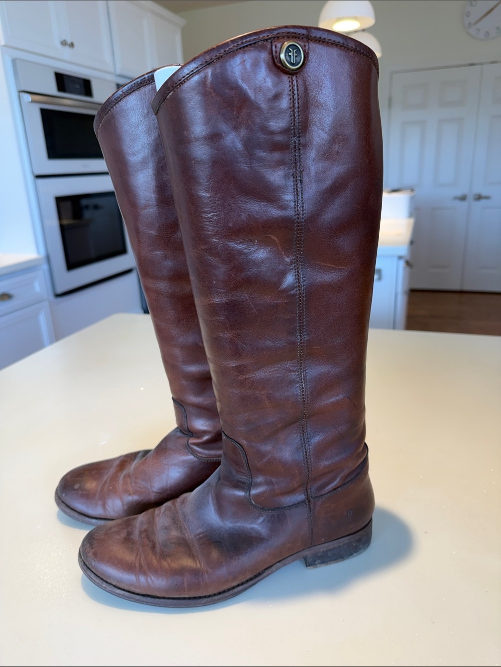 Frye Chestnut Leather Tall Riding Boots